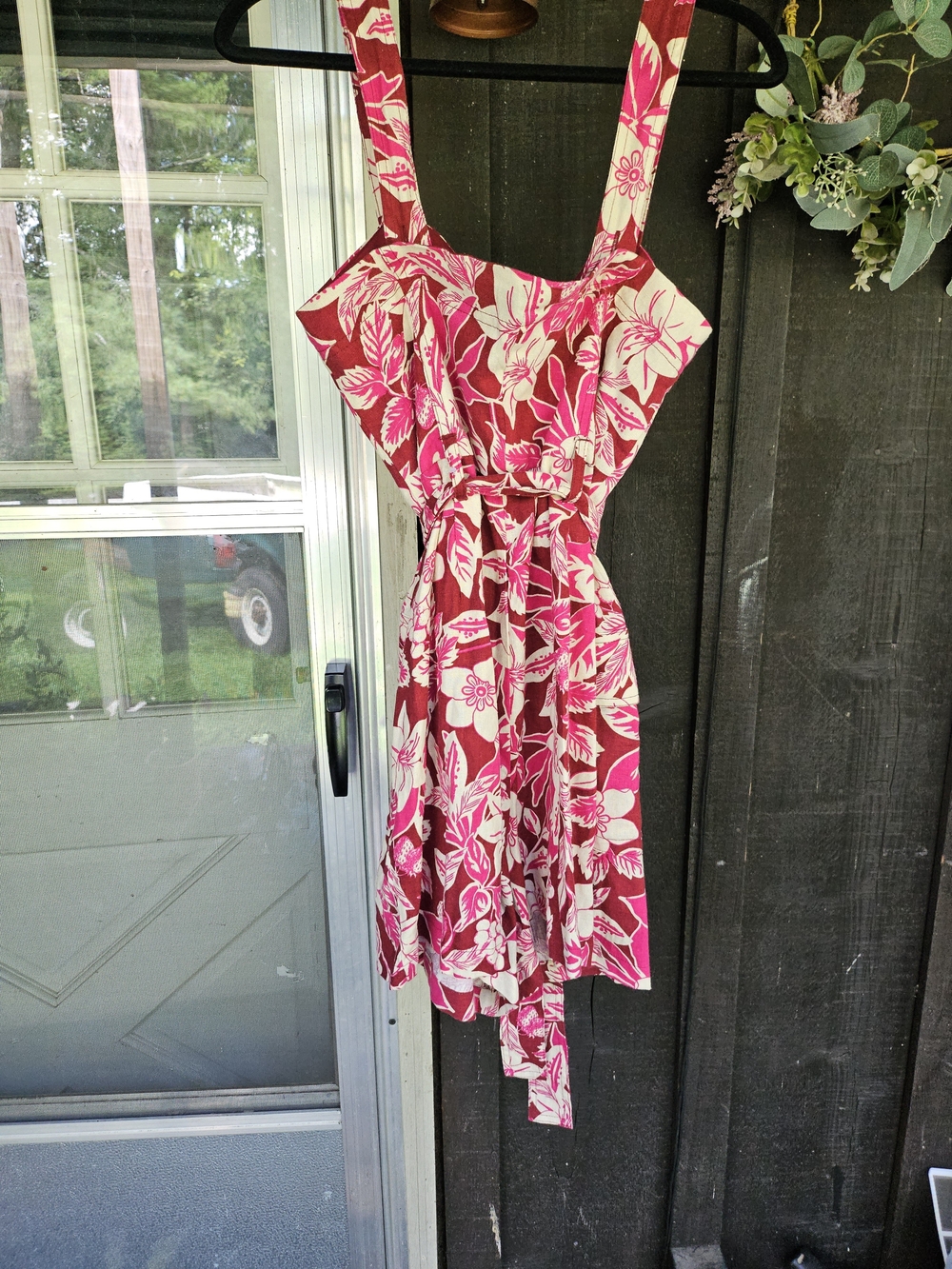 Floral Tie-Waist Romper in Pink & Cream